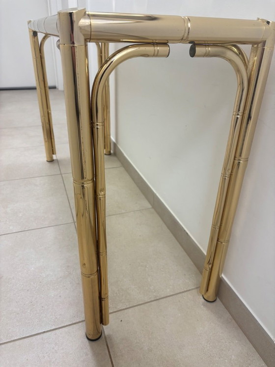 Image 1 of Vintage messing faux bamboe bijzet tafel 