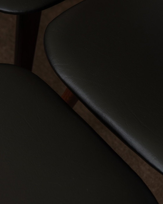 Image 1 of Vintage Dining Chairs by Louis van Teeffelen for AWA (Set of 6) | Reupholstered in Black Skai | Dutch Mid-Century | 1960s