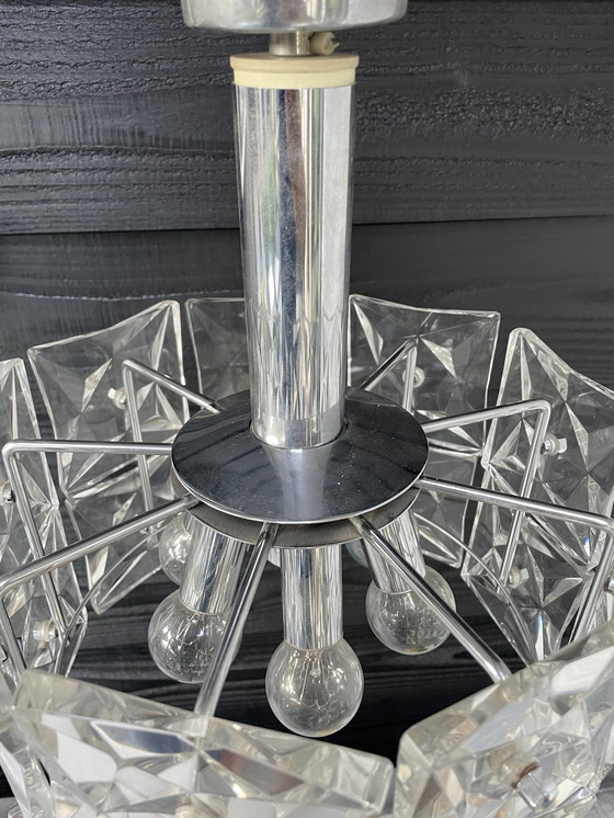 Image 1 of Kinkeldey Prisma glas lamp jaren 60, 18 prisma's