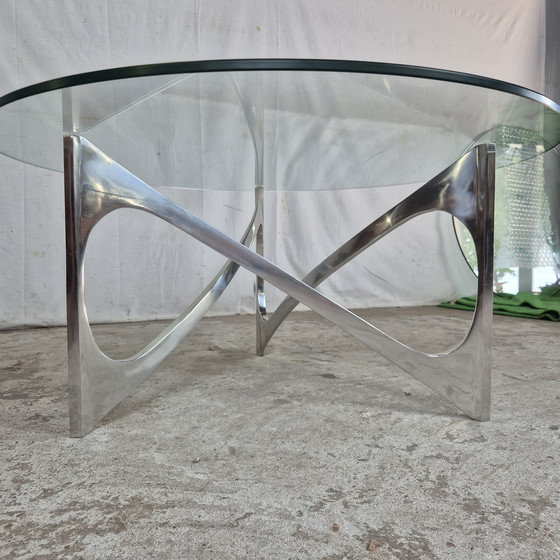Image 1 of Knut Hesterberg, table basse vintage 1960 verre aluminium