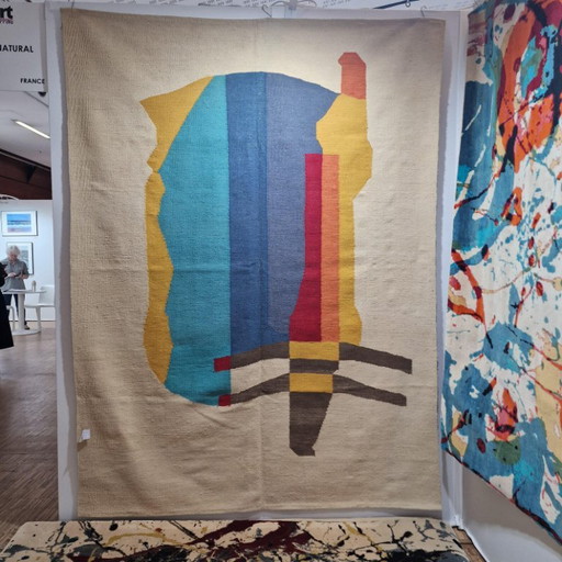 Wandteppich im Man-Ray-Stil mit Drehtürenmotiv | Handgewebt | Unikat (96 × 70 Zoll) – vloerkleden en tapijten, Wool