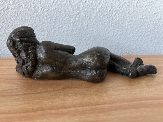 Image 1 of Solid Bronze Statue of a Reclining Lady