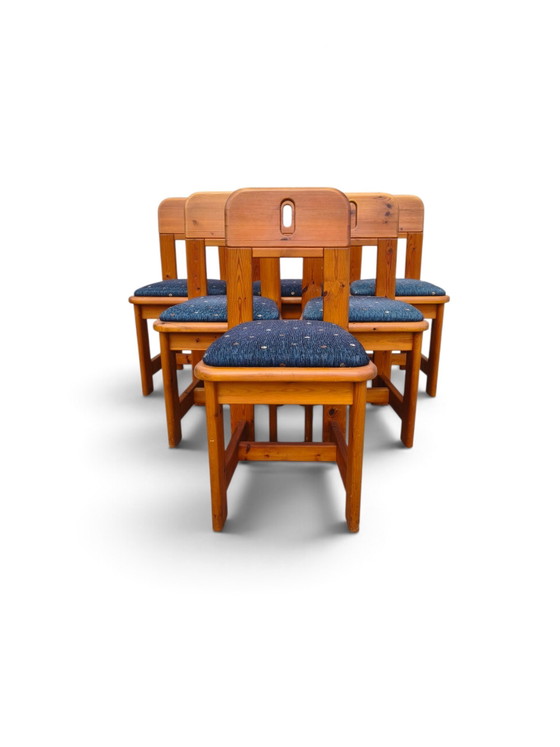 6 Rare WASA Dining Chairs – Textile, Wood (photo 6 of 8)
