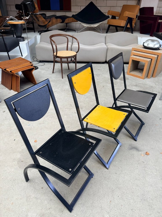KFF Sinus chair, Karl Friedrich Förster (Bestand: 3) – Esszimmerstühle, Leder, Metall (photo 4 of 21)