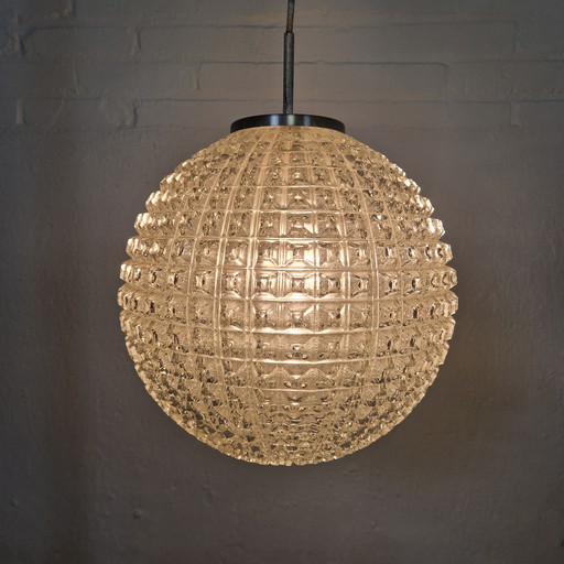 Toffe grote vintage glazen bollamp