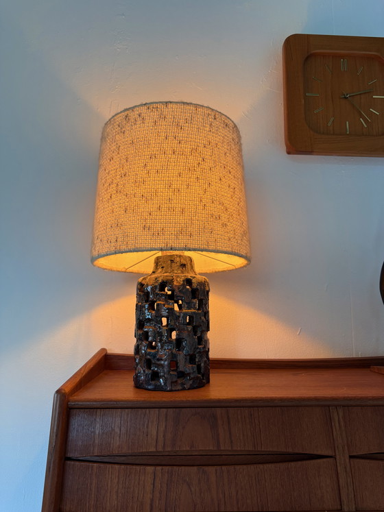 Image 1 of Brutalist ceramic table lamp '70s
