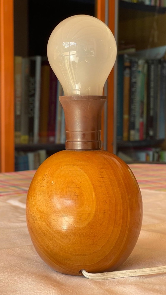Scandinavian Mid-Century Wooden Sphere Table Lamp – Plastic (photo 3 of 10)