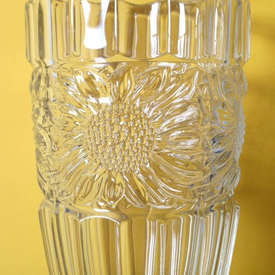 Image 1 of Large Vintage Sunflower Glass Vase: Bohemia Glass, Czech Republic, 1960s