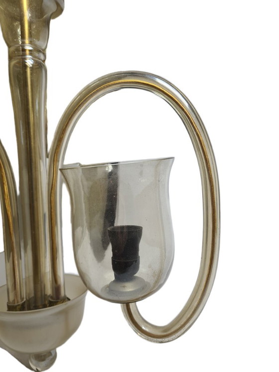 Art Deco kroonluchter van glas, voormalig Tsjecho-Slowakije, jaren 1930 – Metal (photo 4 of 12)