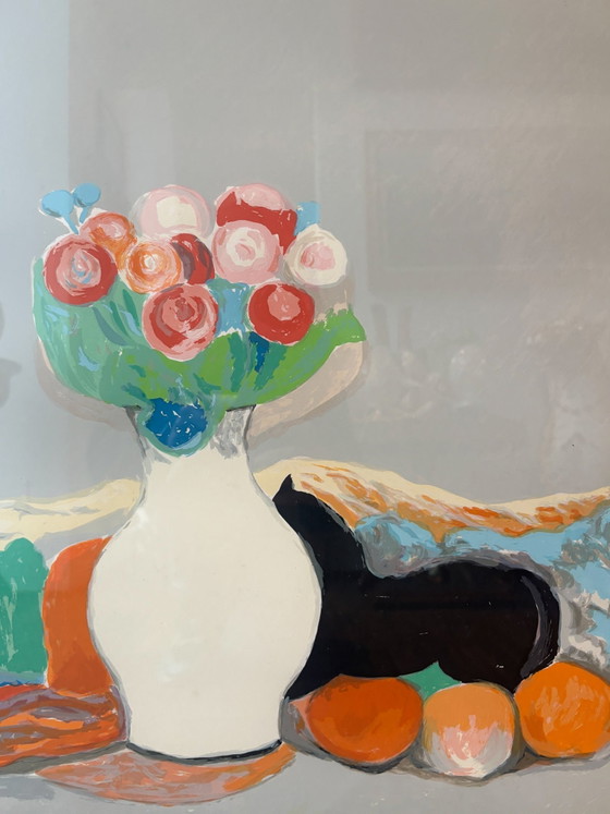 Lithograph of Still Life with Vase of Flowers by Giuseppe Cesetti, 1960s – Paintings & Drawings, Paper (photo 4 of 9)