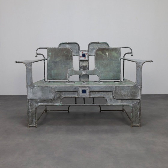 Image 1 of Panca scultorea in rame, zinco e vetro colorato di Cor de Ree, Paesi Bassi, 1999