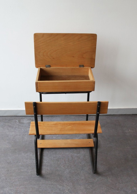 Image 1 of Banco scolastico in legno d'epoca