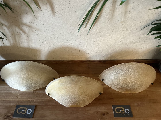 Image 1 of 2x Terzani Mezza Luna wall lamp: a half-moon made of hand-blown Murano glass