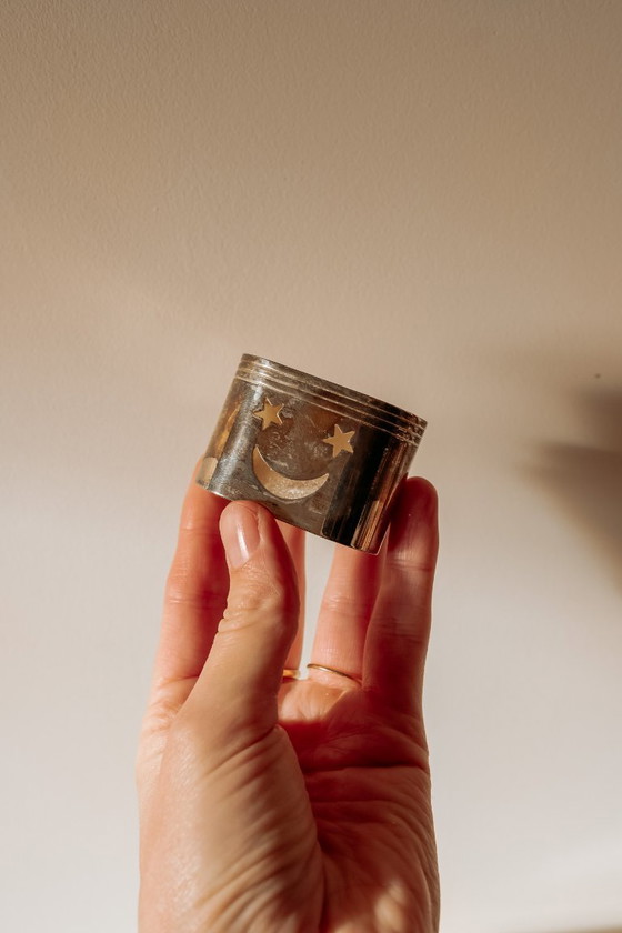 Image 1 of Set di 4 anelli per tovaglioli in argento con faccine sorridenti