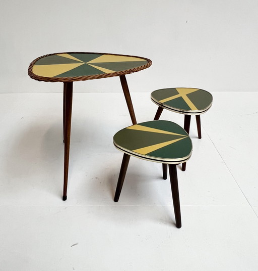 Ensemble de 3 tables à plantes restaurées, France, années 1960