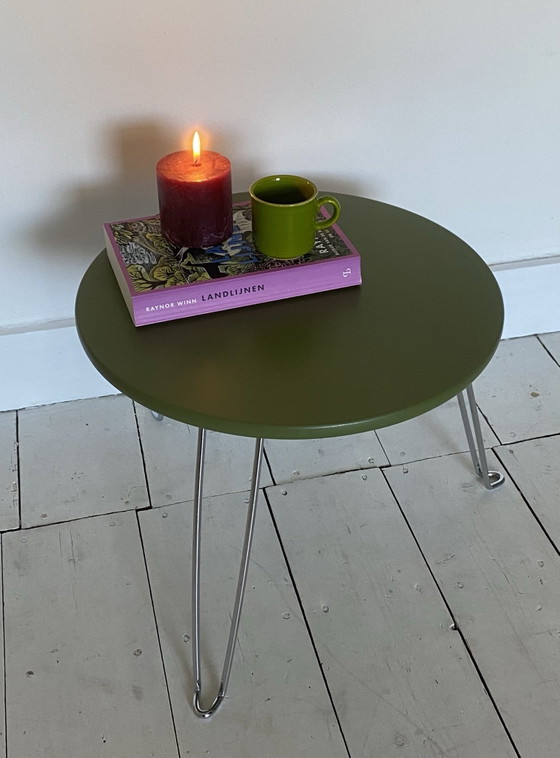 Vintage Puhlmann side table with chrome leg, Wood, Green (photo 4 of 6)