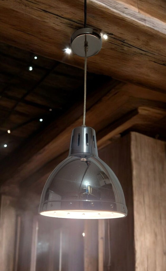 Image 1 of Lampada a sospensione industriale vintage - Metallo cromato lucido
