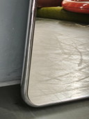Espejo de Pared Rectangular Italiano Space Age de Cromo y Latón, Años 70