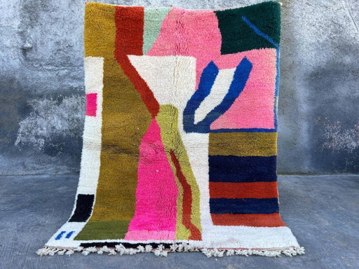 Alfombra bereber de lana colorida de 200 cm x 300 cm.