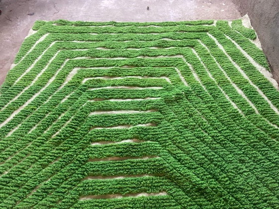 Image 1 of Handgeweven tapijt van puur wol, groen Marokkaans Atlas tapijt, afmeting 200x300 cm