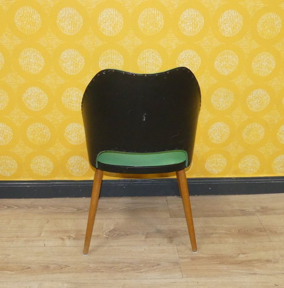 Image 1 of Chaise de cocktail des années 50 60 vert clair rockabilly classique chaise en bois vintage