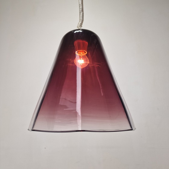 Image 1 of Italiaanse elegantie - Leucos hanglamp met transparant paars Murano glas