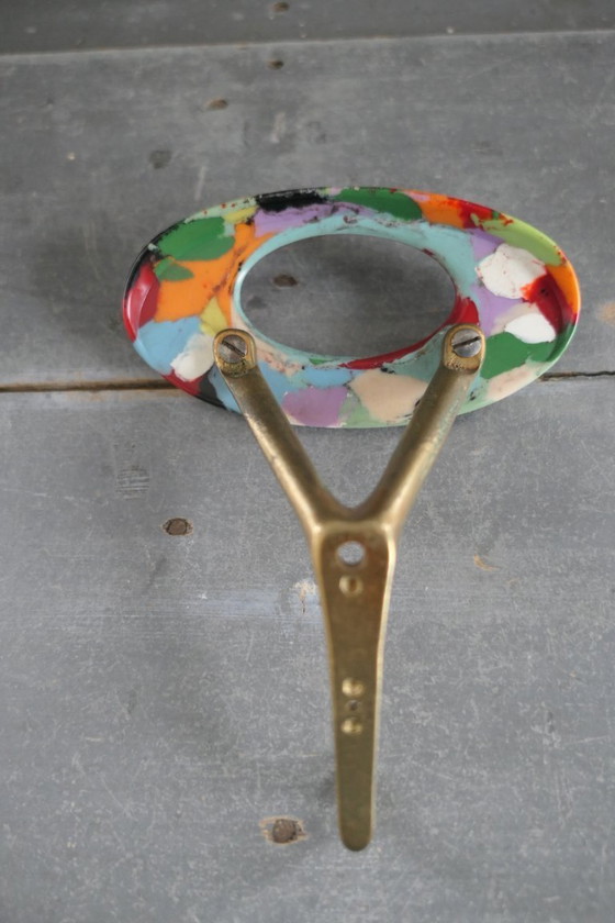 Image 1 of Vintage set Italian Design coat rack hooks copper resin