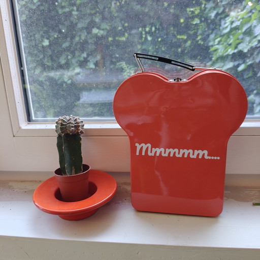 Vintage Renault broodvormige lunchbox/picknickblik – rood – Frankrijk
