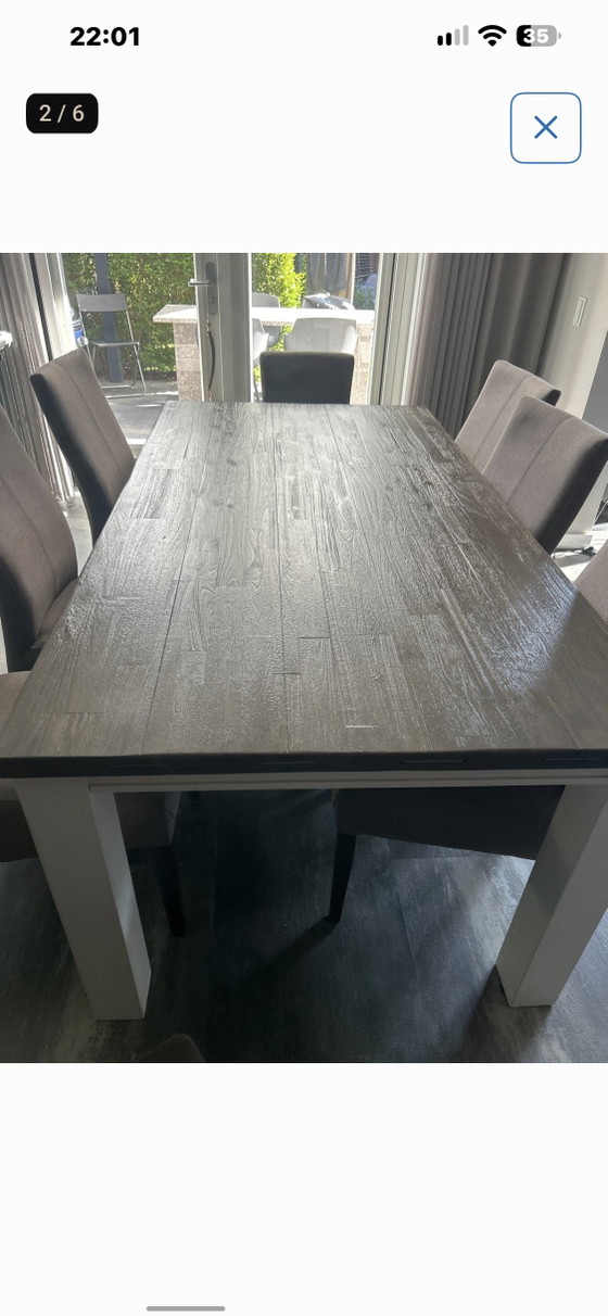 H&H Dining Table with 6 or 8 Chairs - 190x100x77 cm – Wood (photo 2 of 7)