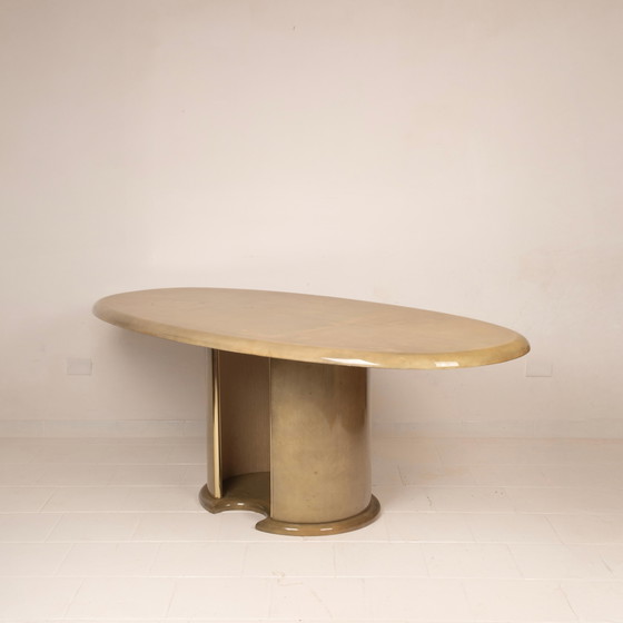 Angelo Mazzola parchment table produced by Ar.Vi Salpol, 1980 – Dining tables (photo 12 of 26)