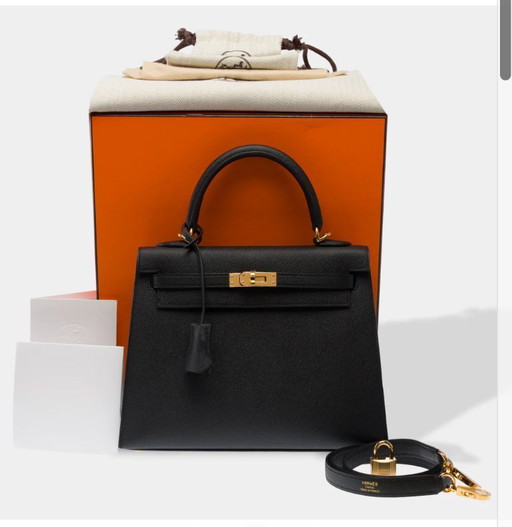 Sac HERMES Kelly 25 en Cuir Noir - 103510