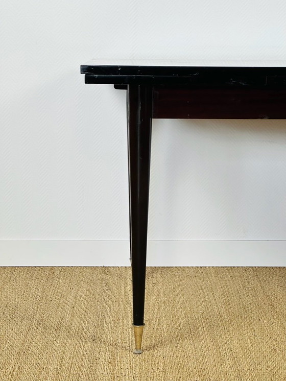 Image 1 of Uitschuifbare modernistische eettafel van Macassar ebbenhout, 1950