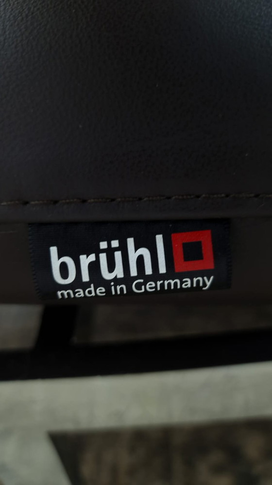 Image 1 of Brühl Roro design fauteuil leren fauteuil stoel bruin slaapbank