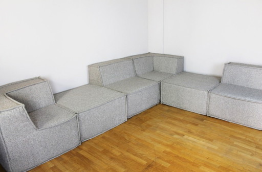 Divano modulare XXL NUOVO Divano letto vintage in bouclé stile metà secolo grigio