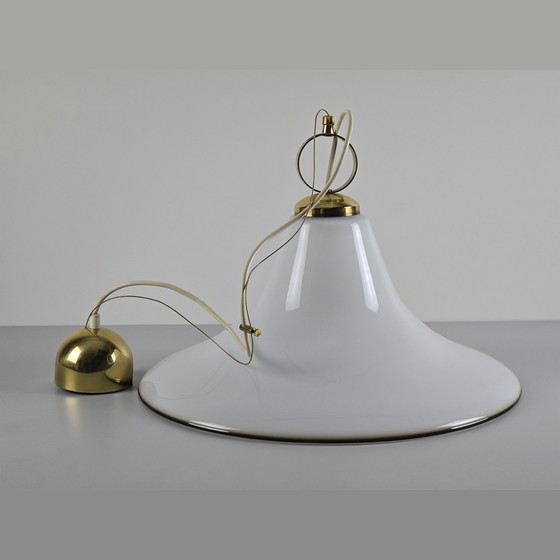 Image 1 of Vintage 1970S Sölken Leuchten Opaline Glass Suspension Lamp.