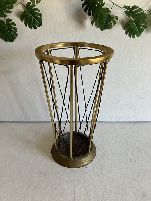 Vintage 60s Mid - Century Modern Mcm Brass Umbrella Stand