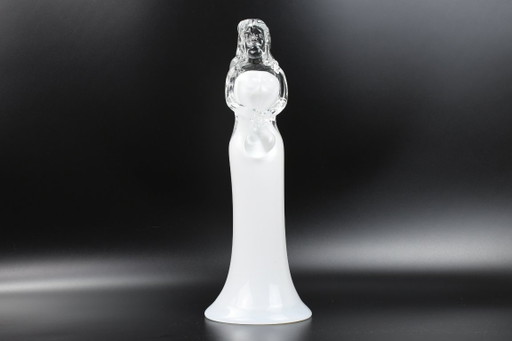 Sculpture en verre 'Femme' Jaroslav Svoboda – mariée opalin blanc et clair, Svoboda Art Glass Karlov, 90s, 34 cm