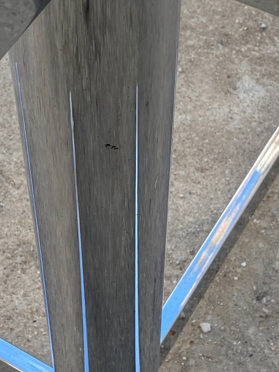 Image 1 of Round smoked glass and chrome table by Florence Knoll and Roche Bobois, 1970s