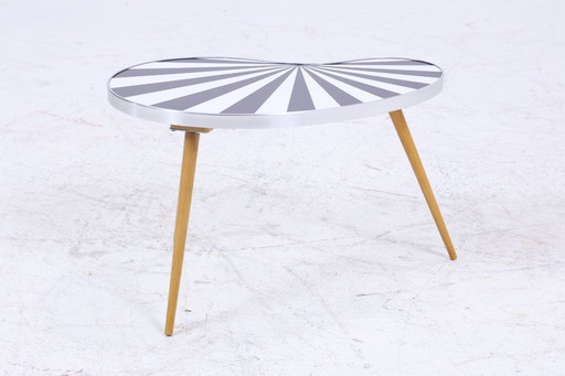Vintage kidney-shaped table | Mid - Century flower table | side tables pattern black white 60s #07-49