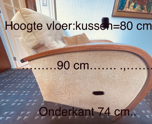 2 Poltrone Design BENZ Esclusive + Poggiapiedi | 1998 | Vintage – Bench, fauteuils, Textile, Wood (photo 2 of 7)