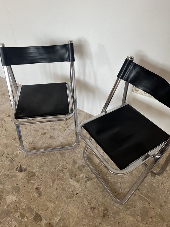 Image 1 of Originele Arrben Tamara klapstoelen met zwart leer