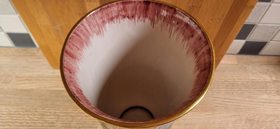 Vintage Vase Hubert Bequet Quaregnon - Hand-Painted with Gold – Ceramic (photo 11 of 15)