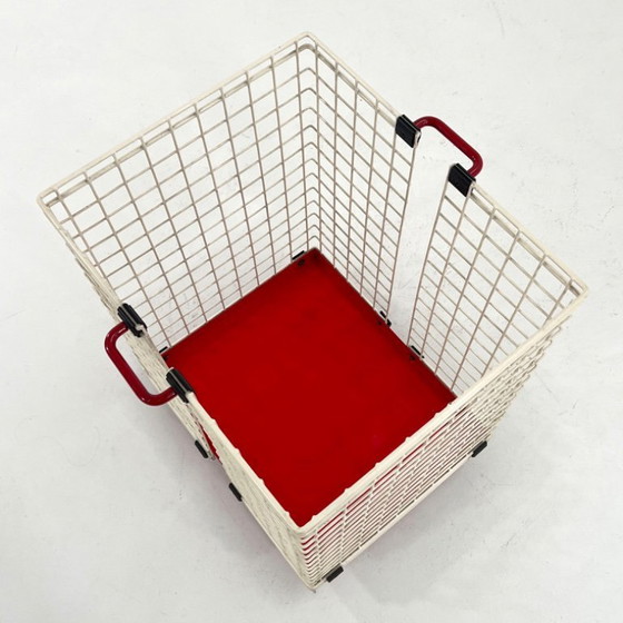 Image 1 of Red Wire Laundry Bin, 1980s