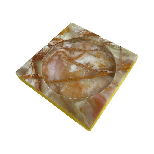 Large Square Alabaster Ashtray, Italy, 1970s