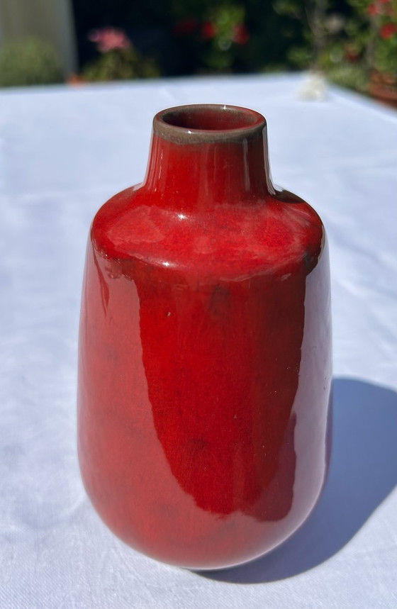 Image 1 of Bückeburg ceramic vase 52 – vintage 60s 70s lava red