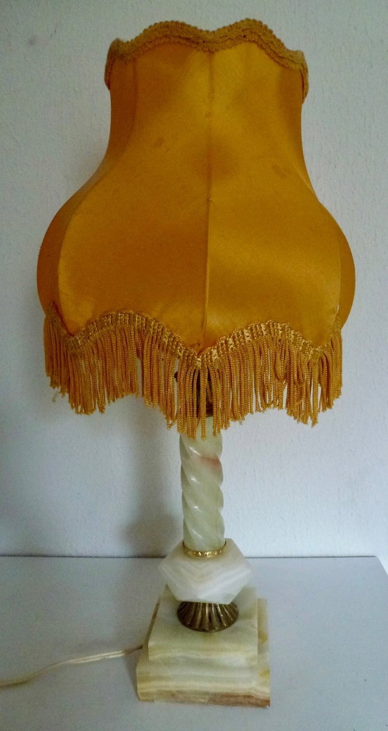 Image 1 of Base per lampada da tavolo vintage in marmo e onice.