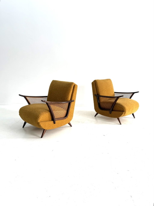 Set of 2 Vintage Armchairs, 1960s – fauteuils, Wood, Metal