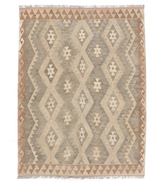 Image 1 of 202x151 cm Handgefertigter natürlicher Kelim Wollteppich