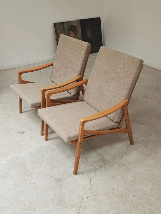Pair of grey armchairs by Jiri Jiroutek for Intérier Praha – Wood, Mid Century Modern (photo 5 of 12)