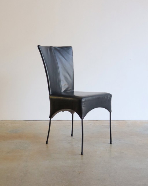 4 sedie da pranzo in pelle nera